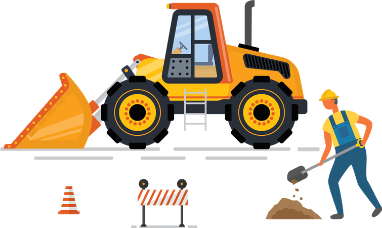 Digger with shovel  Illustration