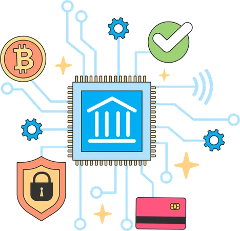 Digital banking and secure payment  Illustration