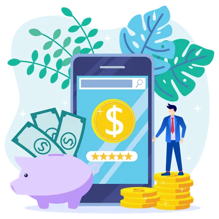 Digital banking app Illustration