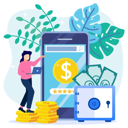 Digital banking app Illustration