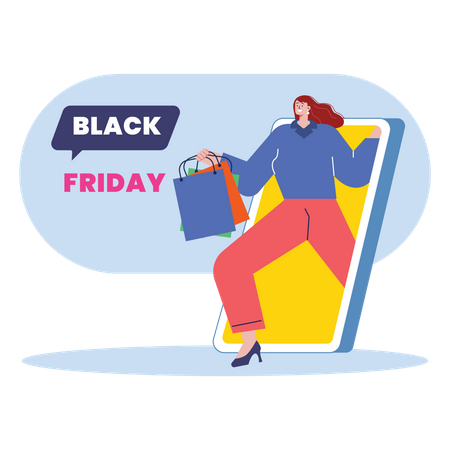 Digital Black Friday shopping Illustration
