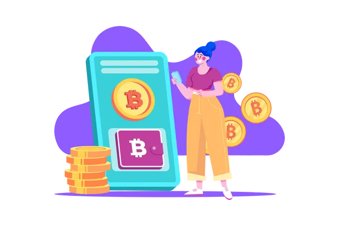 Digital Blockchain Wallet  Illustration