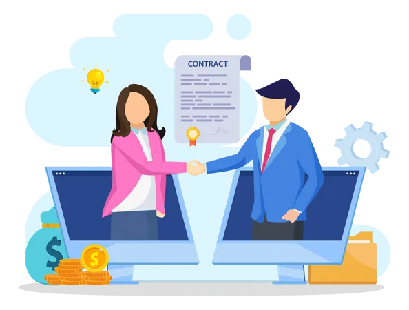 Digital Business Contract  Illustration