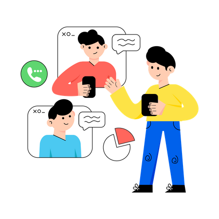 Digital Business Meeting  Illustration