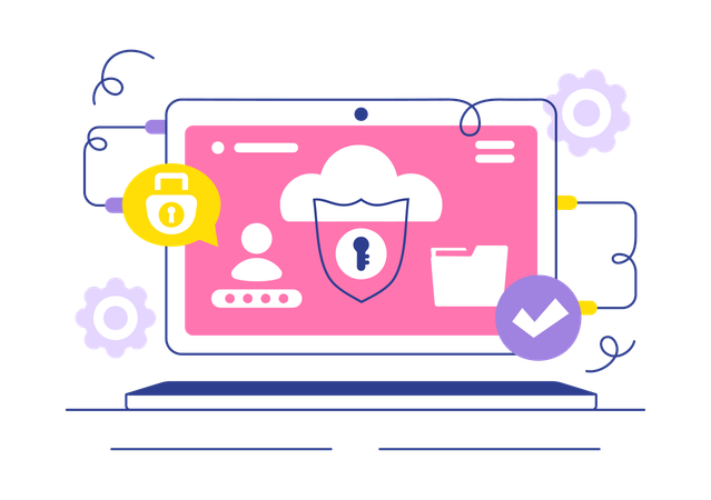 Digital Cloud Security  Illustration