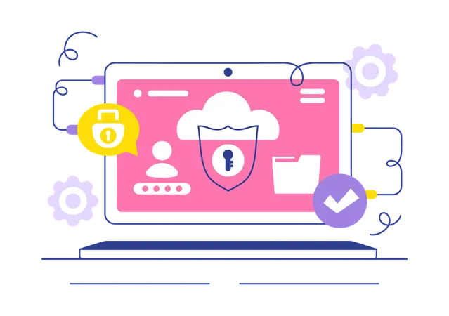 Digital Cloud Security  Illustration