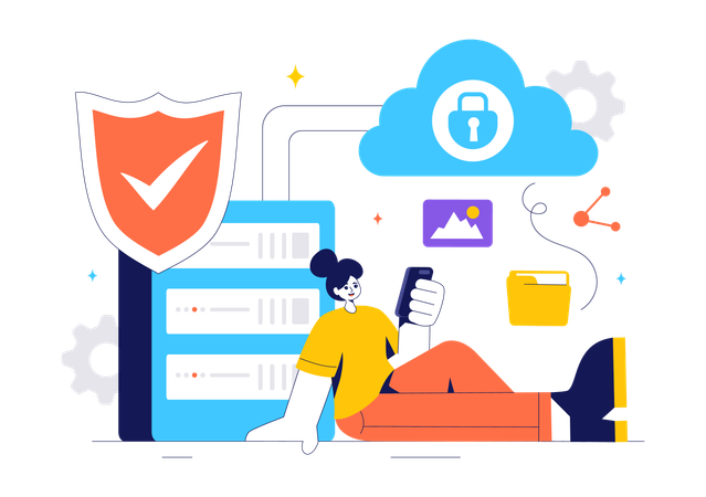 Digital Cloud Security  Illustration