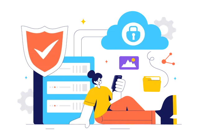 Digital Cloud Security  Illustration