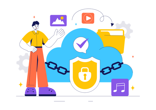 Digital Cloud Security  Illustration