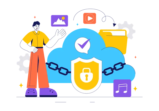 Digital Cloud Security  Illustration