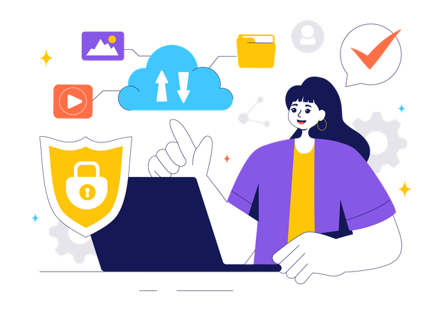 Digital Cloud Security  Illustration