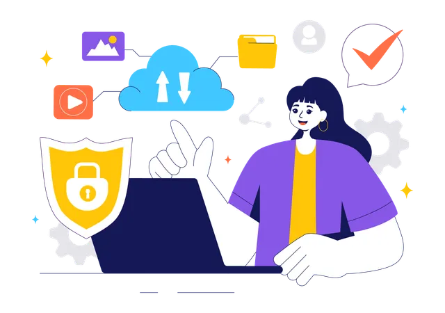 Digital Cloud Security  Illustration