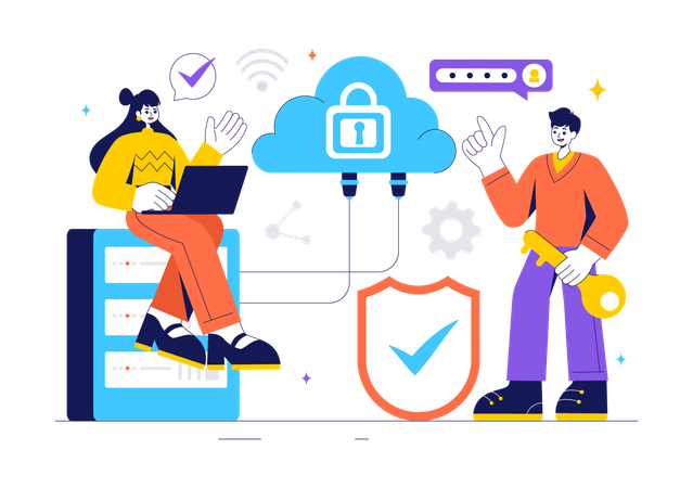 Digital Cloud Security  Illustration