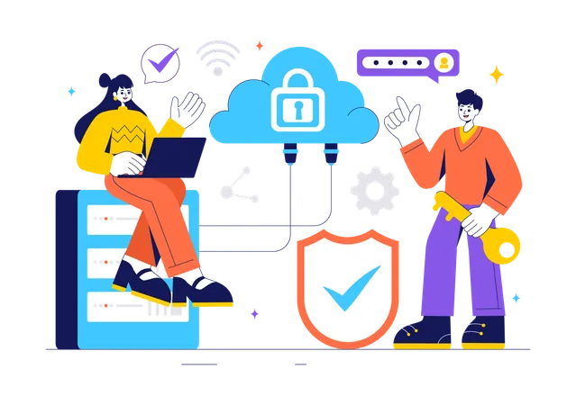 Digital Cloud Security  Illustration