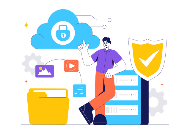 Digital Cloud Security  Illustration