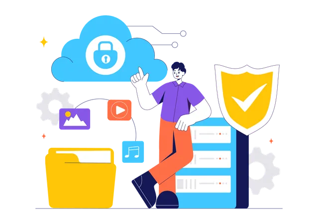 Digital Cloud Security  Illustration