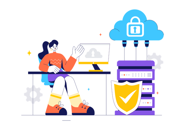 Digital Cloud Security  Illustration