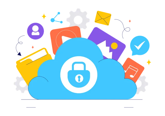 Digital Cloud Security  Illustration