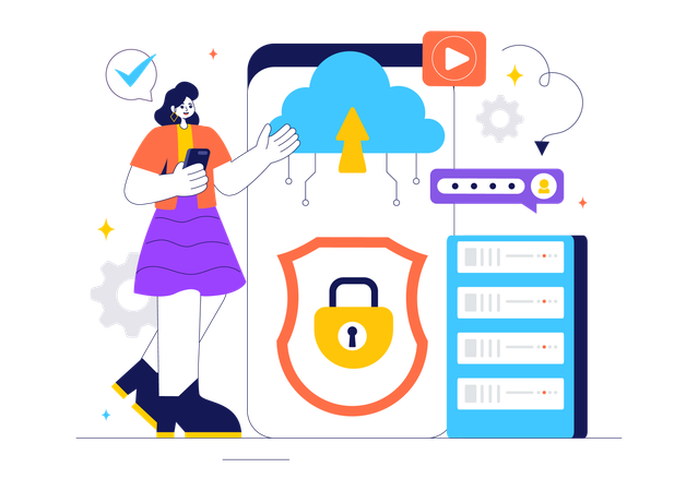 Digital Cloud Security  Illustration