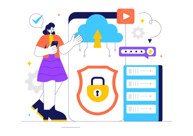 Digital Cloud Security  Illustration