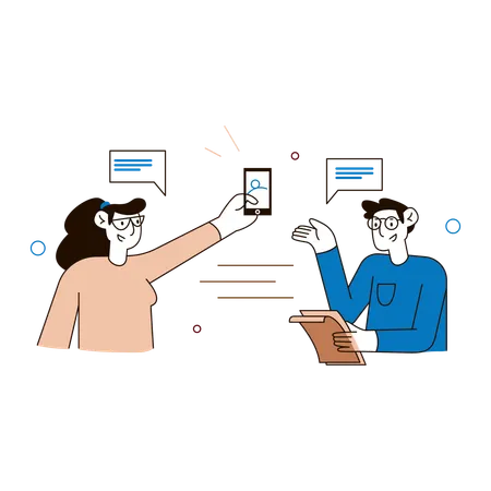 Digital Communication Between Users  Illustration