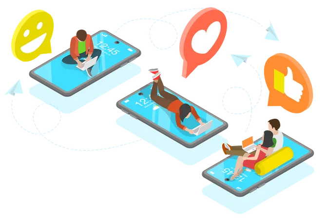 Digital communication online chatting Illustration