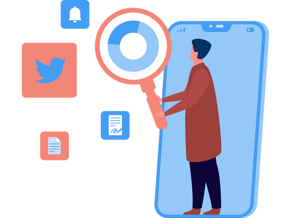 Digital communication performed by man  Illustration