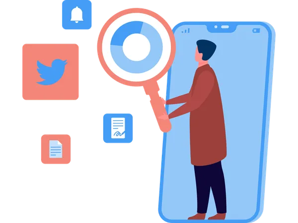 Digital communication performed by man  Illustration