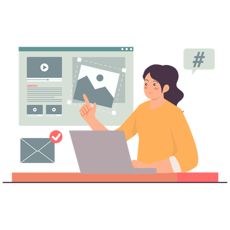 Digital content planner planning content  Illustration