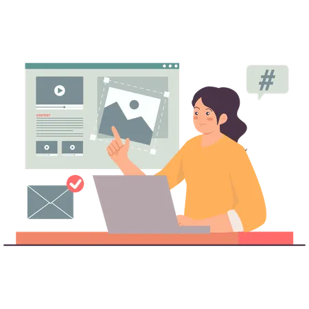 Digital content planner planning content  Illustration
