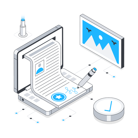 Digital Contract sign  Illustration