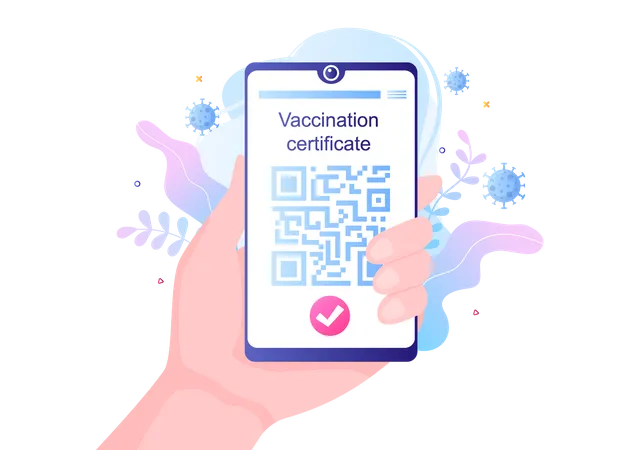 Digital Covid-19 Vaccination Certificate  일러스트레이션