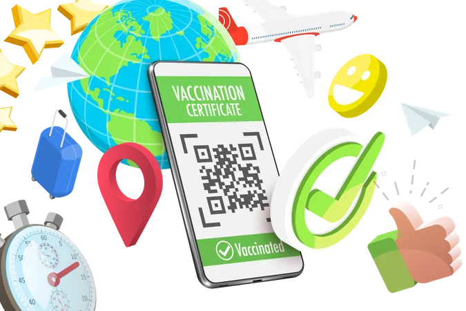 3 D Vector Conceptual Illustration Of Digital COVID Certificate Health Passport Or Green Pass Illustration