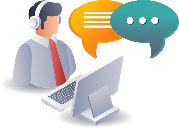 Digital Customer Support for Computer Services  Illustration