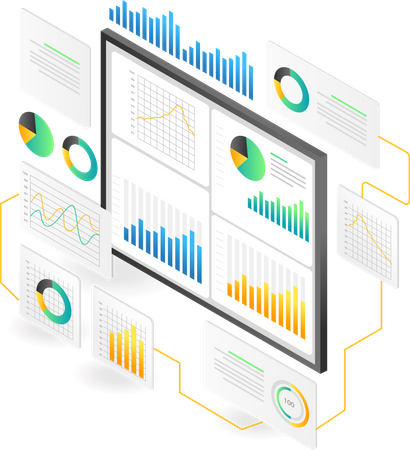 Digital data analysis dashboard  Illustration