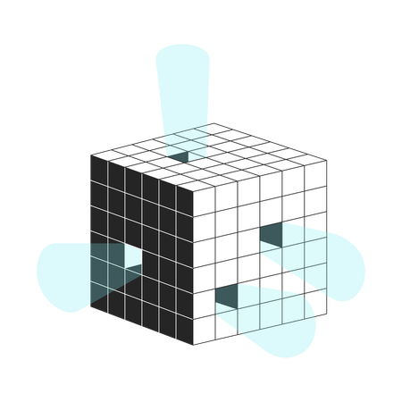 Digital data cube emitting light  Illustration