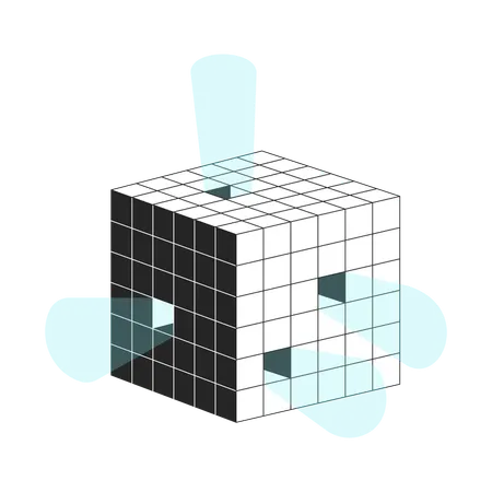 Digital data cube emitting light  Illustration