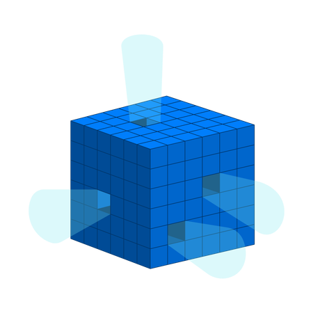 Digital data cube emitting light  Illustration