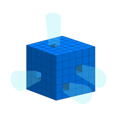 Digital data cube emitting light  Illustration