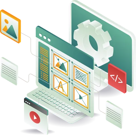 Digital data design layout computer process  Illustration