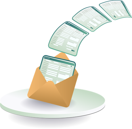 Digital data email delivery transactions  Illustration