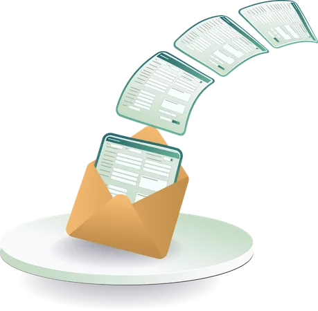 Digital data email delivery transactions  Illustration