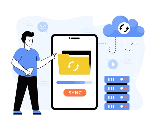 Digital Data sync management  Illustration