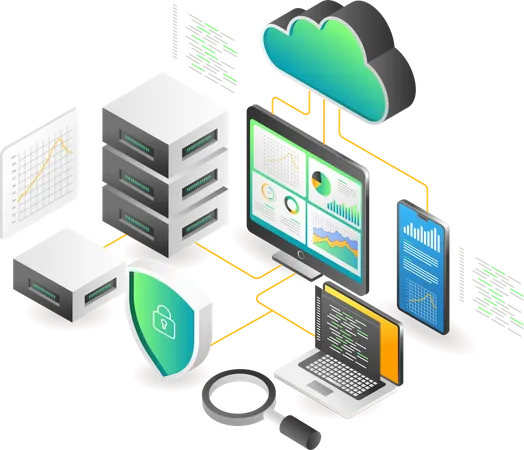 Digital data transformation  Illustration