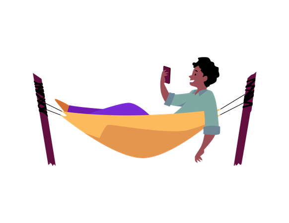 Digital leisure in hammock  Illustration