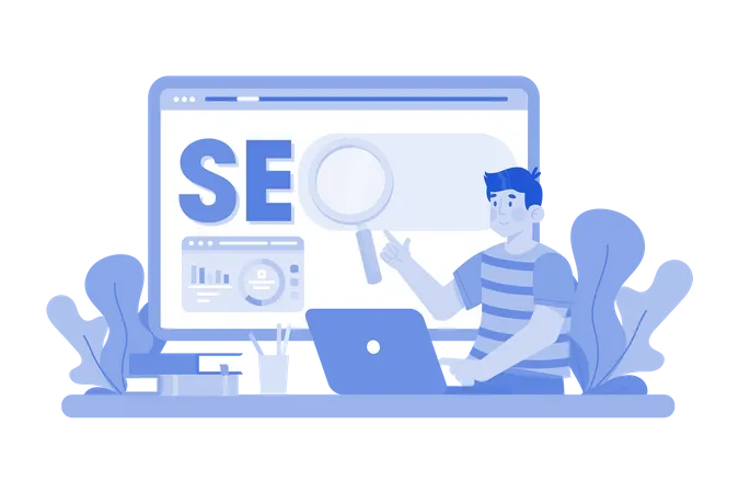 Digital marketer creating a SEO strategy for a new website  Illustration