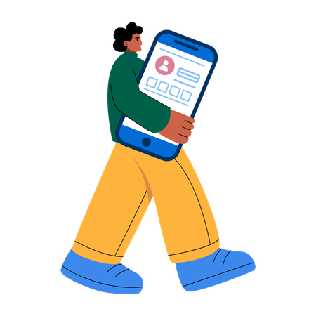 Digital marketer doing online marketing  Illustration