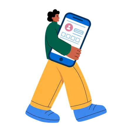 Digital marketer doing online marketing  Illustration
