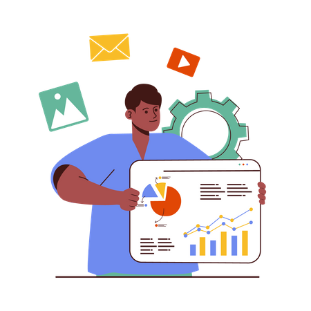 Digital Marketing Analysis graph  Illustration