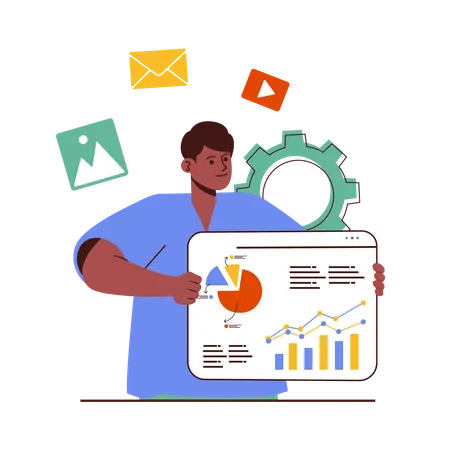 Digital Marketing Analysis graph  Illustration